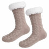 Varma fodrade sockor | stickade tofflor med halkskydd beige