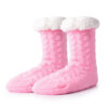 Varma Fodrade Sockor | Stickade Tofflor med Halkskydd Rosa