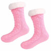 Varma fodrade sockor | stickade tofflor med halkskydd rosa