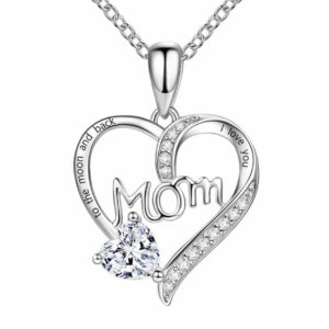 Halsband I Love You Mom Hjärta med CZ Kristall Silver