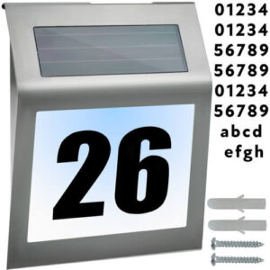 Husnummer med Solceller Led Belysning