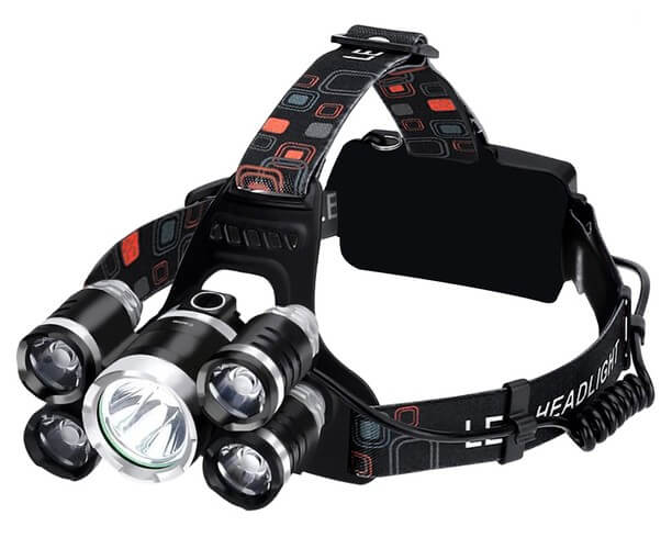 Kraftfull pannlampa 5 led cree t6 med 2st laddare - bild 3