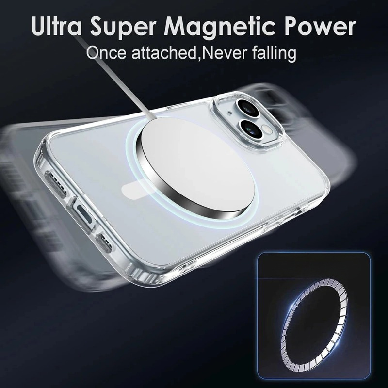 Iphone 15 magnetiskt mobilskal magsafe kompatibel genomskinligt - bild 2