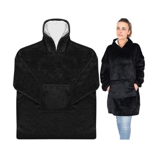 XXL Sweatshirt Filt - Svart, Varm & Mysig Oversize Tröja
