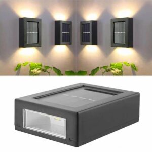 2-Pack Solcellslampa för Fasad, Vägg, Trapp | Utomhus Fasadbelysning Solcell Svart
