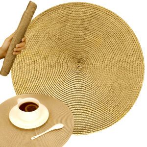 4-Pack Flätade Runda Bordstabletter Guld 38cm