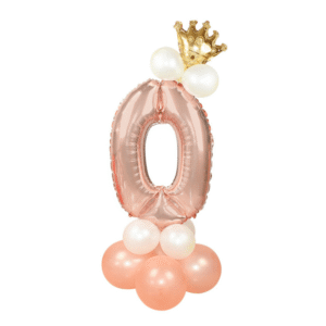 Stor Stående Sifferballong Set | Roséguld Metallic Nummer 0 110cm