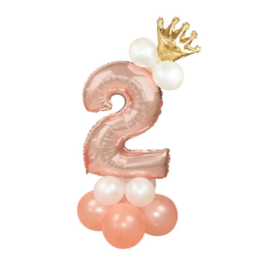 Stor Stående Sifferballong Set | Roséguld Metallic Nummer 2 110cm