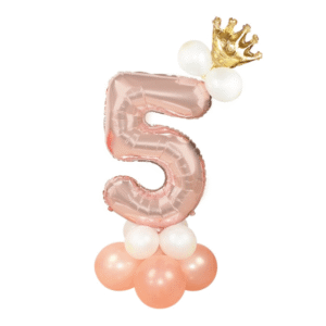 Stor Stående Sifferballong Set | Roséguld Metallic Nummer 5 110cm