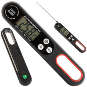 Vikbar Digital Kökstermometer Instant Read Svart