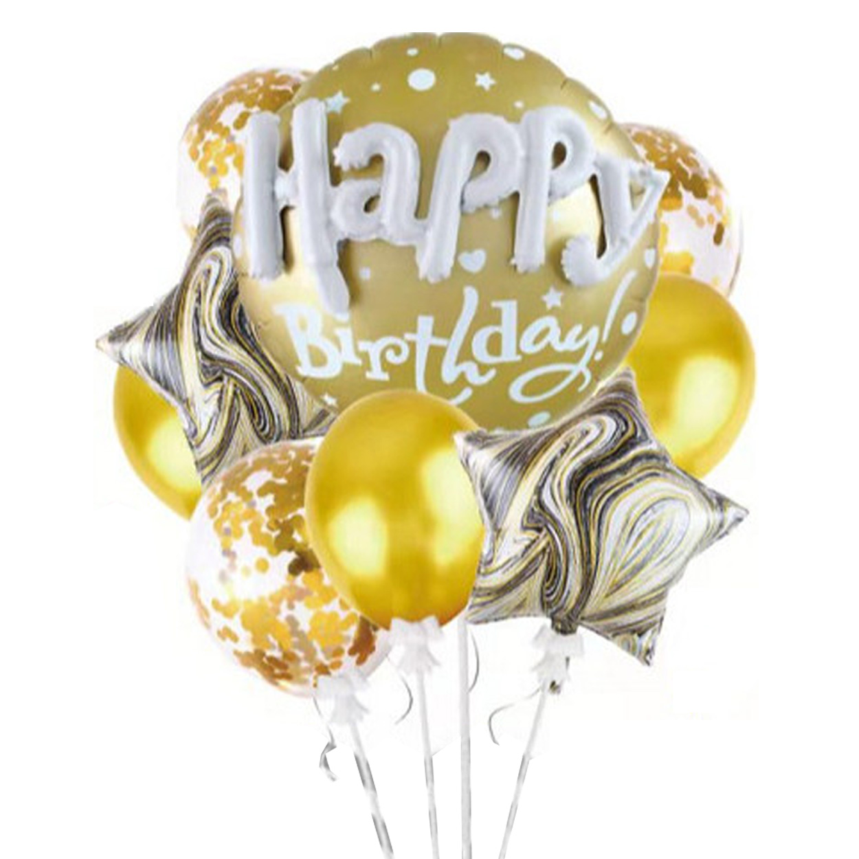 Ballongset födelsedag happy birthday | 10 ballonger guld