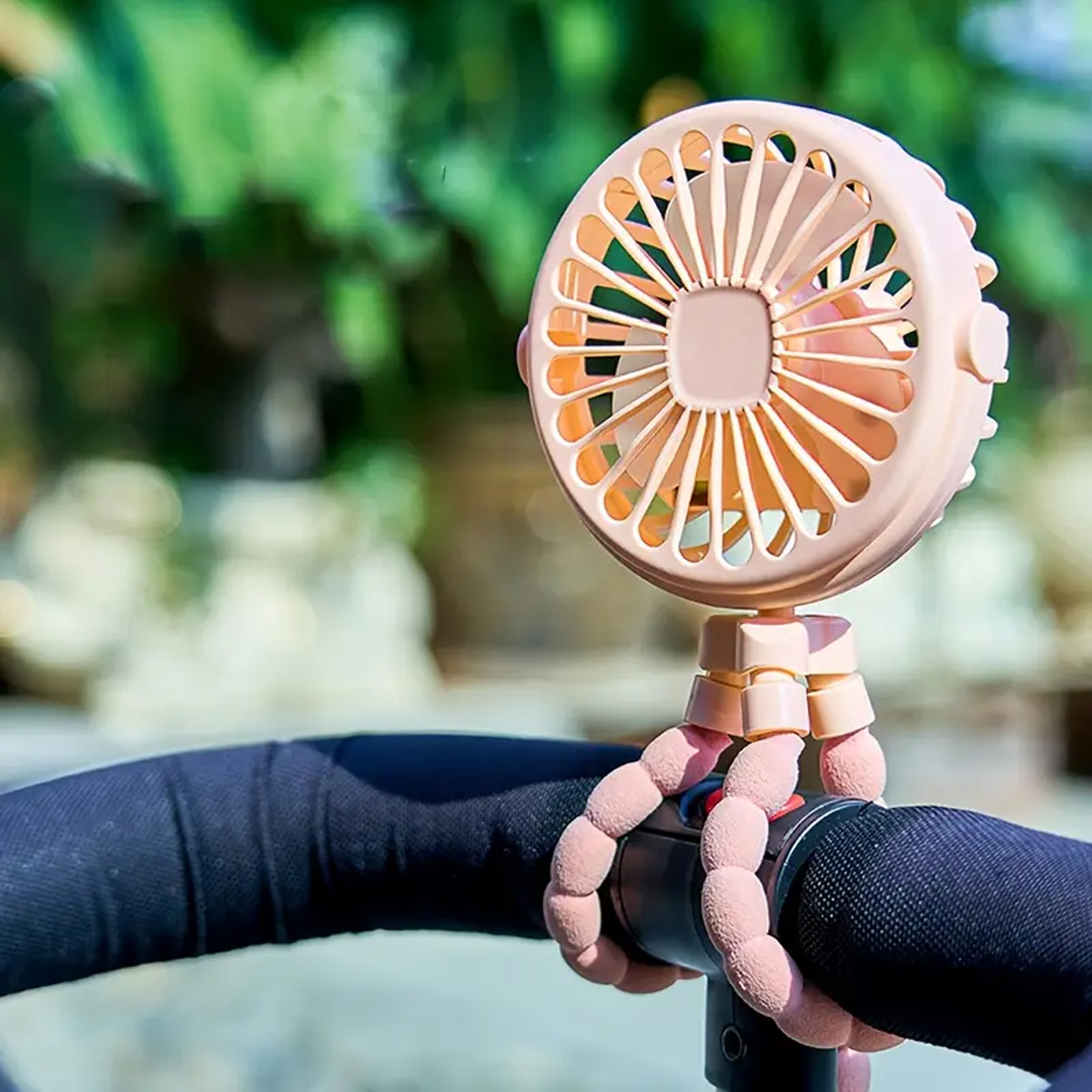 Flexibel barnvagnsfläkt - uppladdningsbar portabel fläkt med batteri svart - bild 8