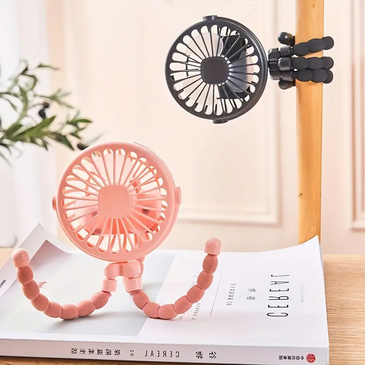 Flexibel barnvagnsfläkt - uppladdningsbar portabel fläkt med batteri svart - bild 6