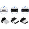 Magnetisk 3-i-1 laddkabel usb/micro/typ-c/lightning 1m svart