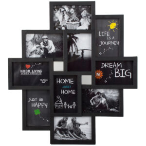 3D Fotoram Svart för 10 Bilder 10x15 cm – Stor Multi-fotoram