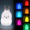 Rgb led nattlampa barn kanin squishy med fjärrkontroll och timer