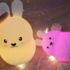 Rgb led nattlampa barn kanin squishy med fjärrkontroll och timer