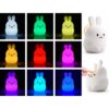 Rgb led nattlampa barn kanin squishy med fjärrkontroll och timer