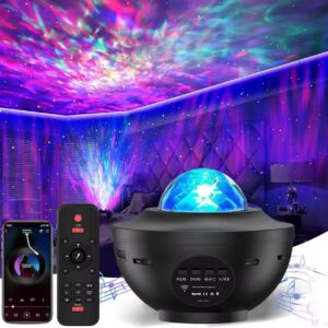 Rgb stjärnprojektor led nattlampa med bluetooth högtalare och fjärrkontroll