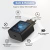 45w usb-c gan snabbladdare med 1m kabel för samsung, iphone, ipad & android svart