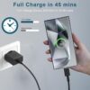 45w usb-c gan snabbladdare med 1m kabel för samsung, iphone, ipad & android svart