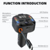 Dubbel type-c fm-sändare & snabbladdare för bil – bluetooth 5. 3, pd 30 w + qc 3. 0, rgb-ljus & inbyggd kabel