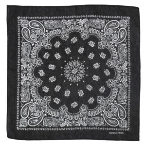 Dubbelsidig Bandana i 100% Bomull – Paisleymönster 55x55 cm, Svart