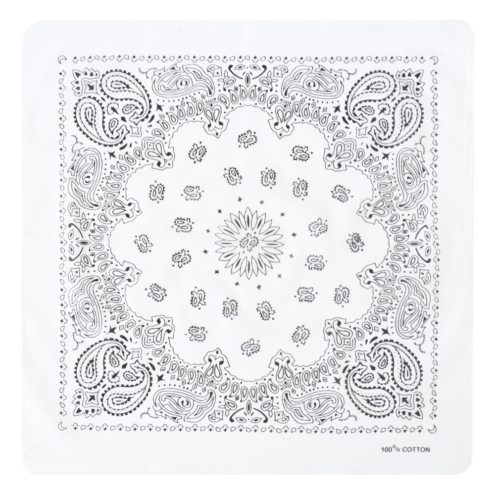 Dubbelsidig bandana i 100% bomull – paisleymönster 55x55 cm, vit