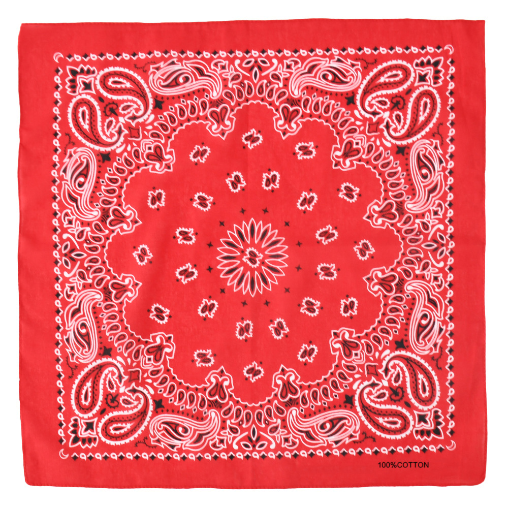 Dubbelsidig bandana i 100% bomull – paisleymönster 55x55 cm, röd