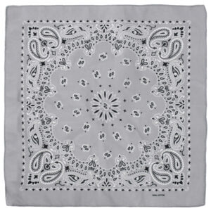 Dubbelsidig Bandana i 100% Bomull – Paisleymönster 55x55 cm, Ljusgrå