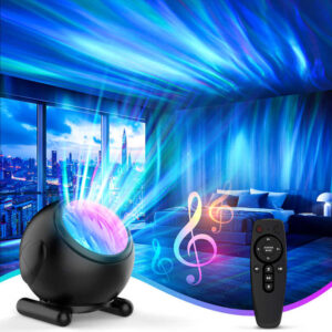 Aurora galaxy projektor rgb led nattlampa med norsskenseffekt, ljudeffekter och vitt brus