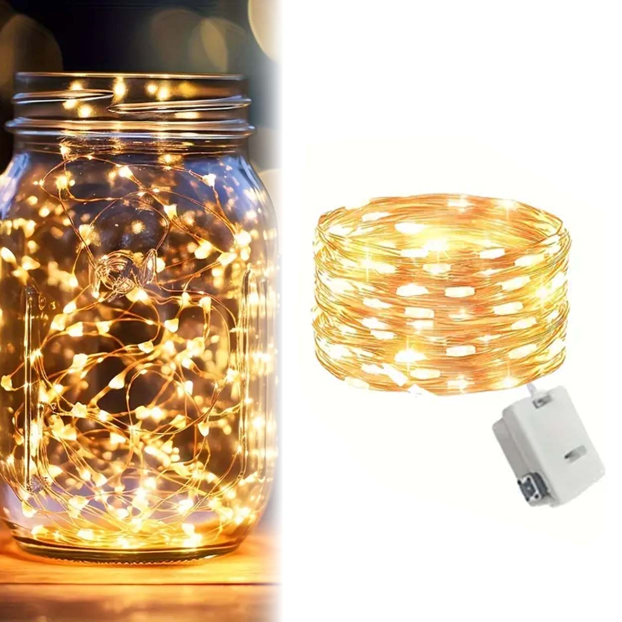 Batteridriven led ljusslinga varm vit 1m