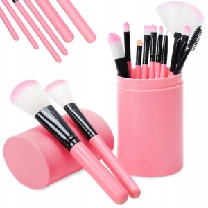 12st Makeupborstar i Fodral | Portabelt Set med Sminkborstar