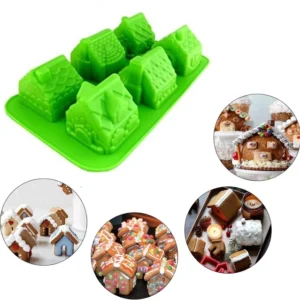 Silikonbakform Hus 3D – 6 Fack | För Pepparkakshus, Cupcakes & Choklad