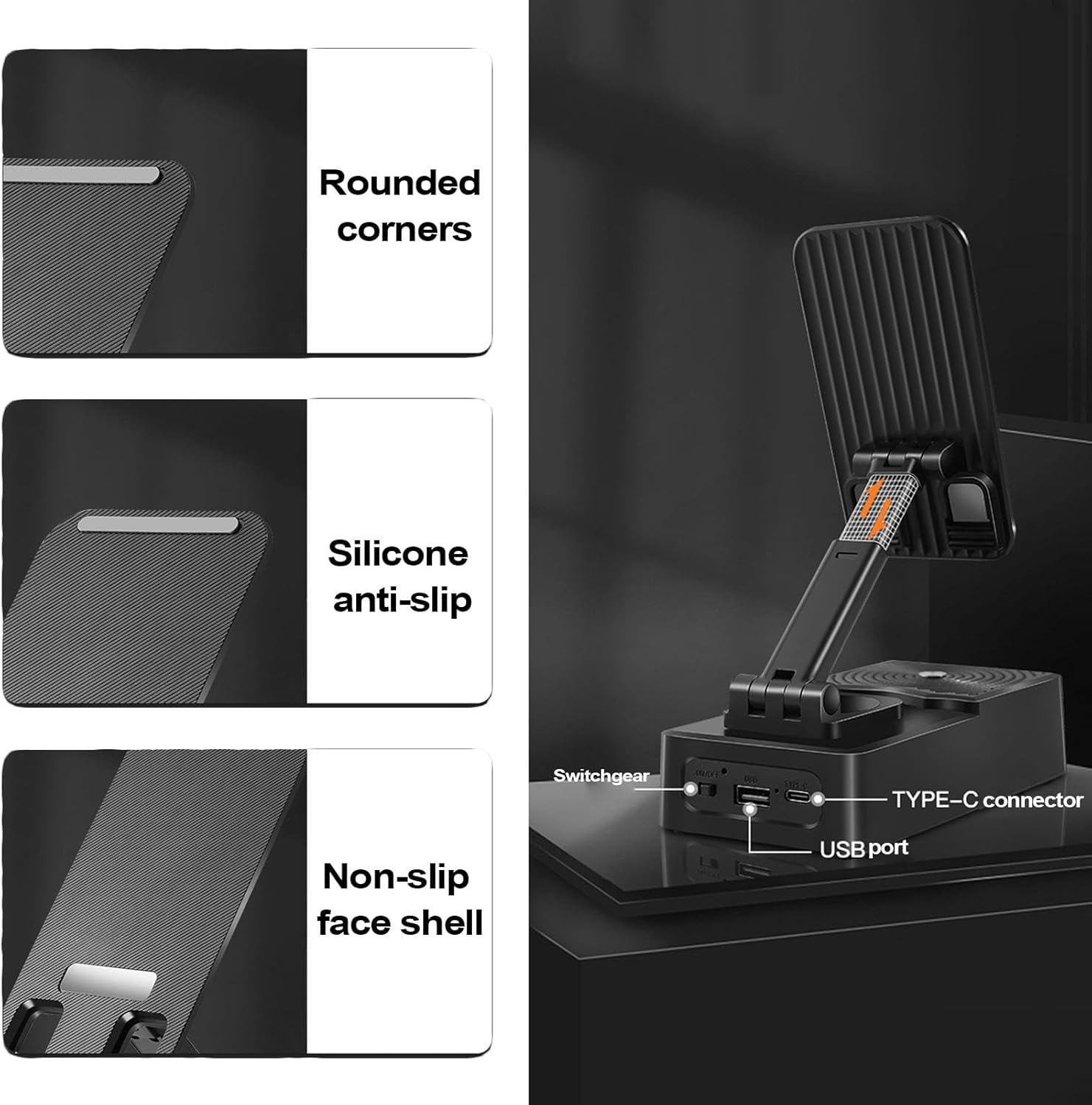 Multifunktionell telefon- och surfplattehållare med bluetooth-högtalare och powerbank - bild 4