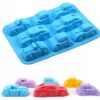 Silikonform med 8 bilar – flexibel form för bakning, gips, choklad & pyssel (non-stick, BPA-fri)