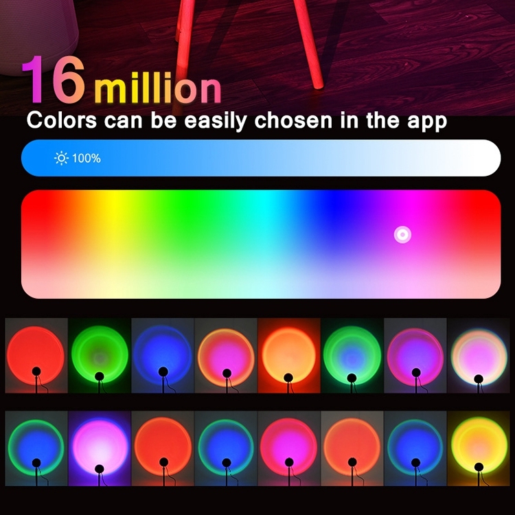 Rgb sunset lampa tripod med fjärrkontroll & app – 16 färger & ljuseffekter - bild 3