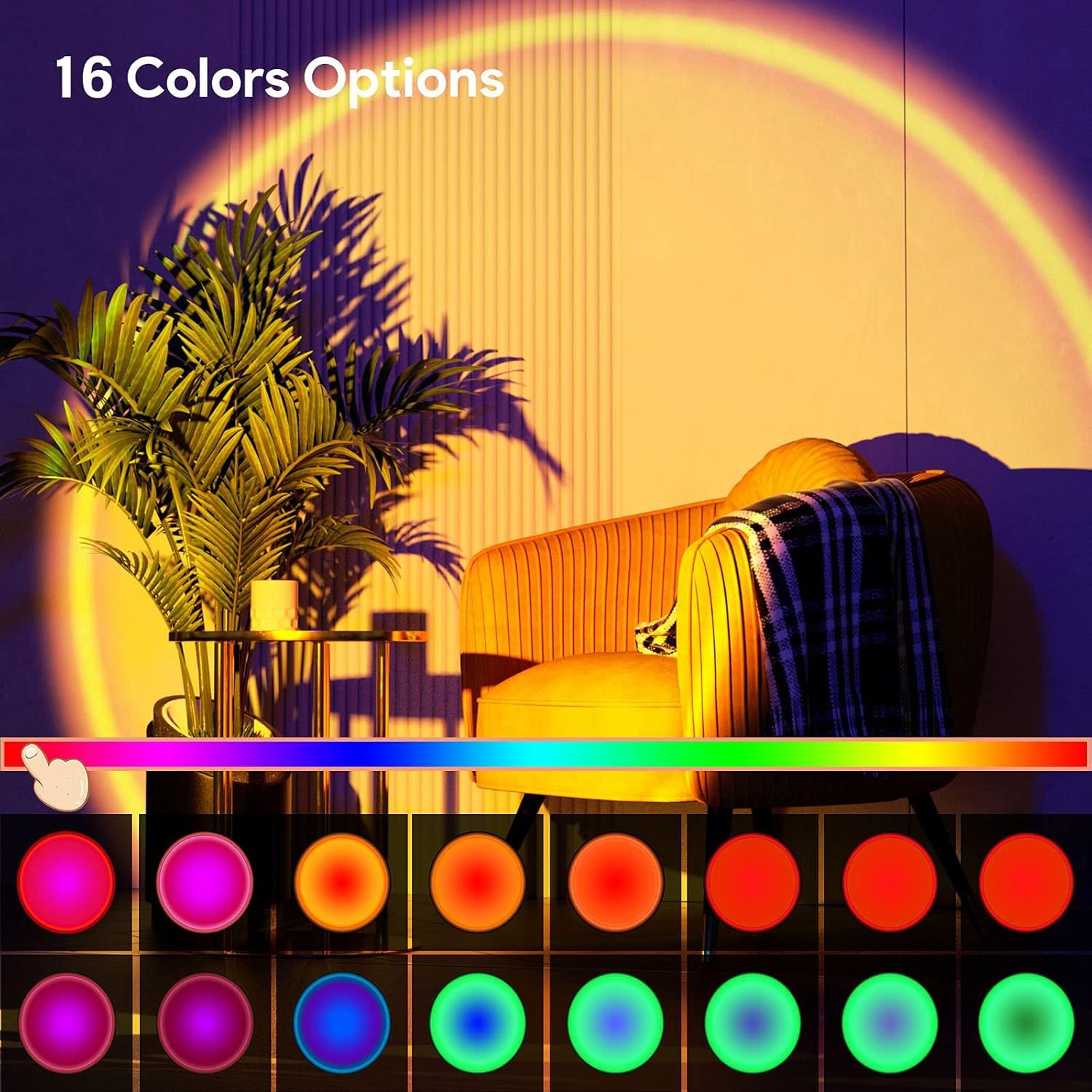 Rgb sunset lampa tripod med fjärrkontroll & app – 16 färger & ljuseffekter - bild 9