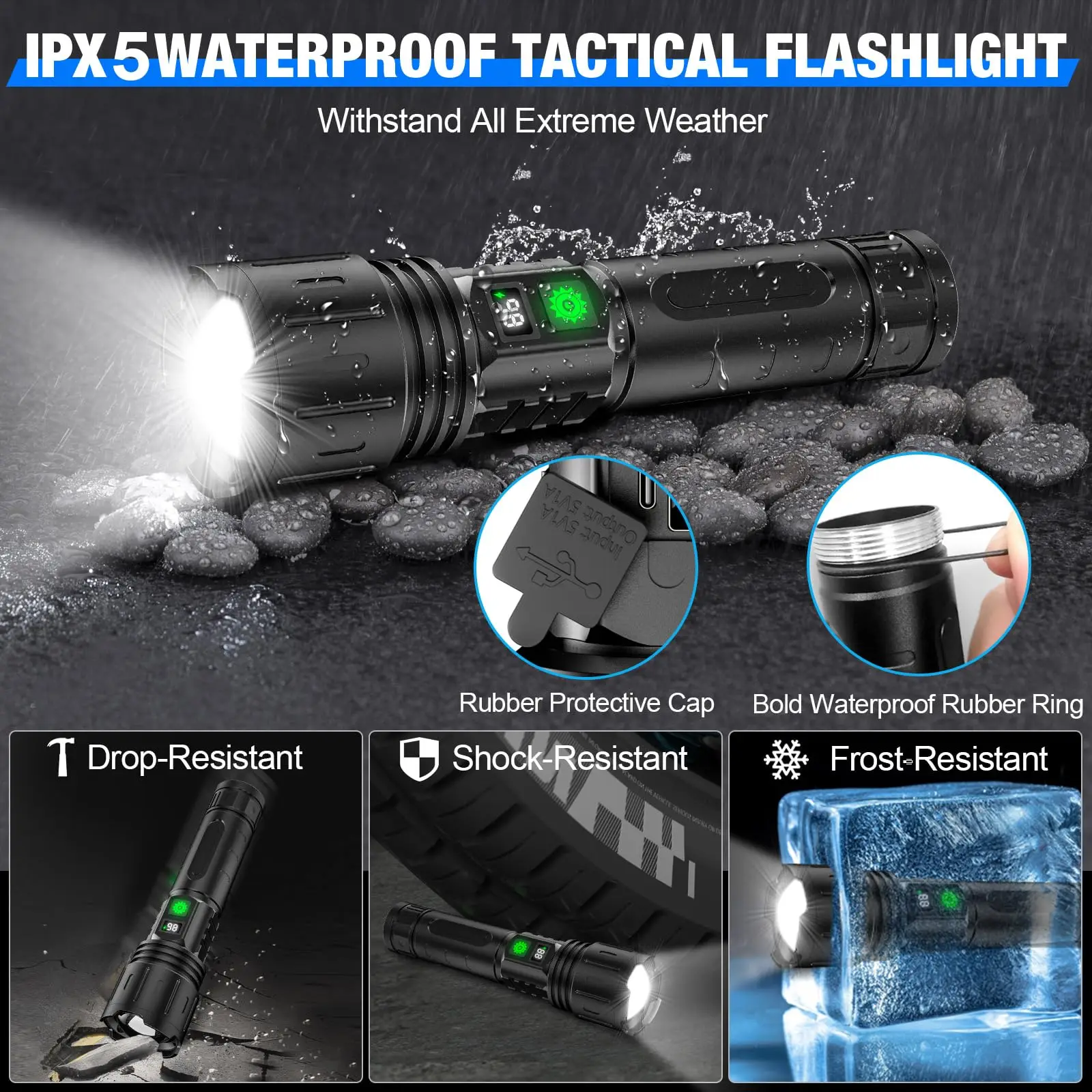 Superstark vit laser ficklampa 10. 000 lm 5000mah uppladdningsbar - bild 7