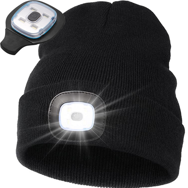 Vintermössa med LED Lampa, 3 Ljusstyrkor Svart
