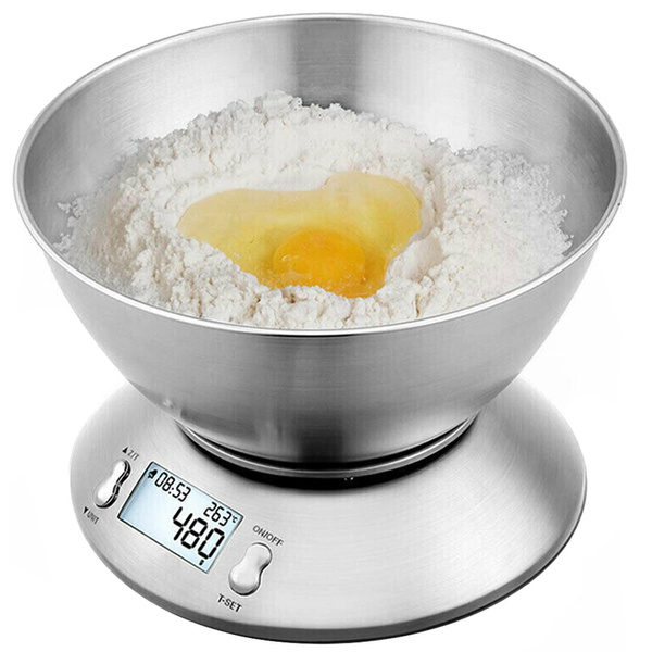 Digital Köksvåg med Rostfri Skål 5kg - Silver