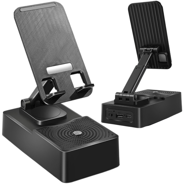 Multifunktionell telefon- och surfplattehållare med bluetooth-högtalare och powerbank