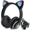 Bluetooth Hörlurar med Kattöron och LED-belysning - FM Radio & MP3