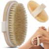 Naturlig duschborste i trä – torr- och våtmassageborste i agavehår, handhållen kroppsskrubbare för len hud