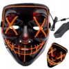 Lysande LED-mask för Halloween & fester – Purge-stil med blinkande ljus, fjärrkontroll och elastiskt band för vuxna & barn