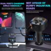 Dubbel type-c fm-sändare & snabbladdare för bil – bluetooth 5. 3, pd 30 w + qc 3. 0, rgb-ljus & inbyggd kabel