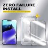 Kristallklart härdat skärmskydd för iphone 15 – 9h reptåligt glas med enkel, bubblfri montering och applikationsset