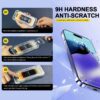Kristallklart härdat skärmskydd för iphone 15 – 9h reptåligt glas med enkel, bubblfri montering och applikationsset