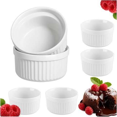 6st ramekins keramiska ungsformar suffléformar 200ml 90x46 mm