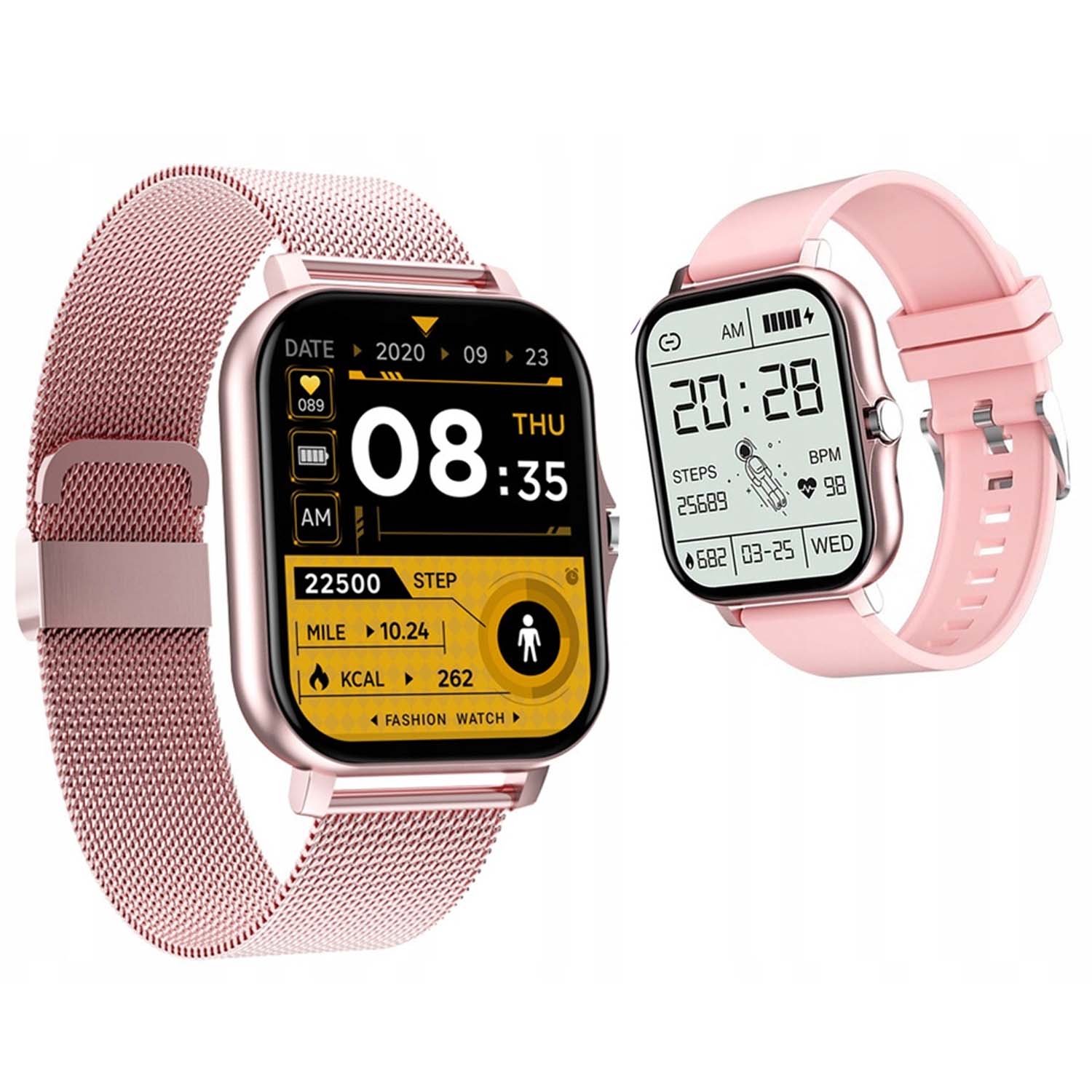 Fitpro android ios smartwatch med 2 armband, bluetooth och hälso-funktioner rosa - bild 7